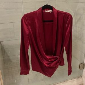 Like new Alice and Olivia burgundy silk blouse